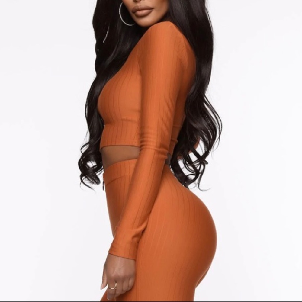 Fashion Nova Long Sleeve Cognac Top - Picture 2 of 5